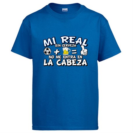 Camiseta Mi Real sin Cerveza no me entra en la cabeza frase para futboleros