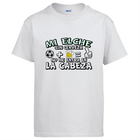 Camiseta Mi Elche sin Cerveza no me entra en la cabeza frase para futboleros